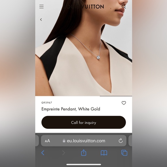 Louis Vuitton White Gold Empreinte Pendant Necklace - Picture 2 of 3